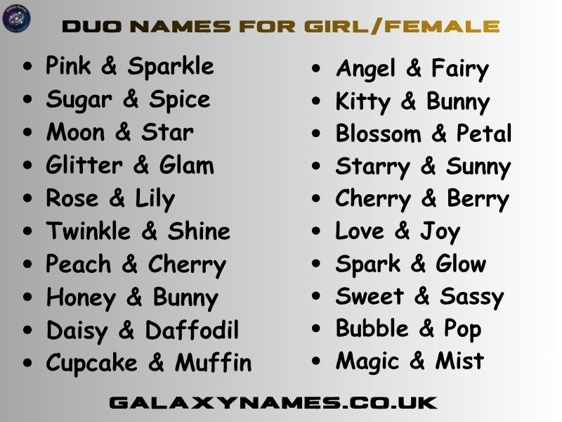 Duo Names For GirlFemale