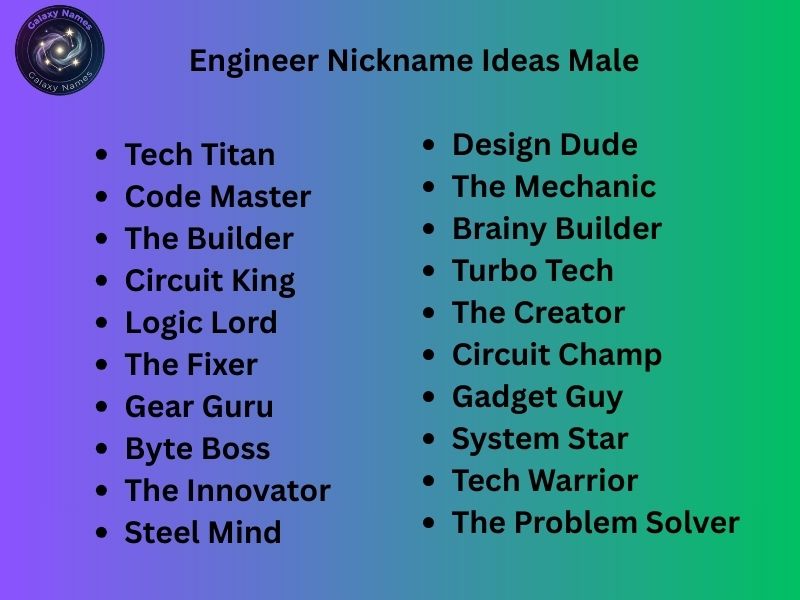 Engineer Nickname Ideas Male
