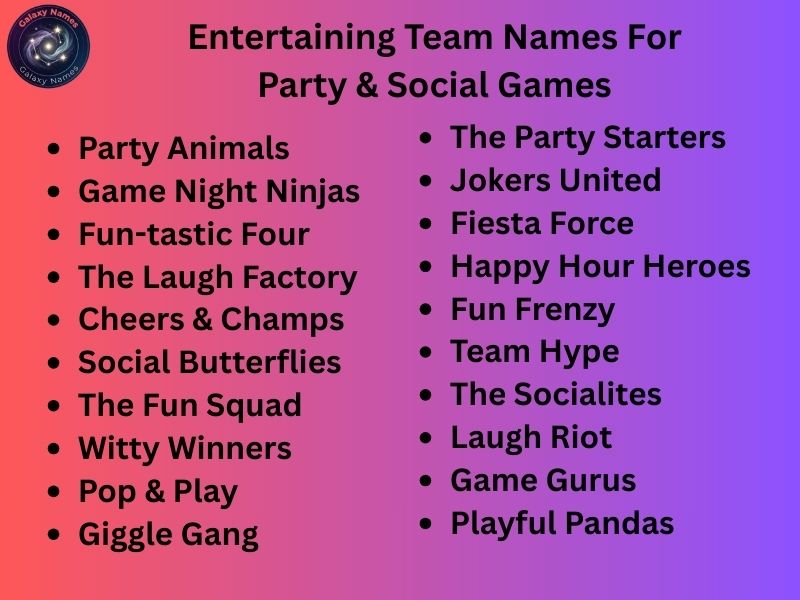 Entertaining Team Names For Party & Social Games
