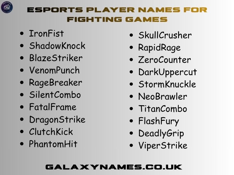 Esports Player Names For Fighting Games