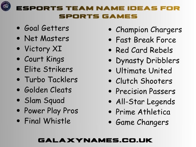 Esports Team Name Ideas For Sports Games