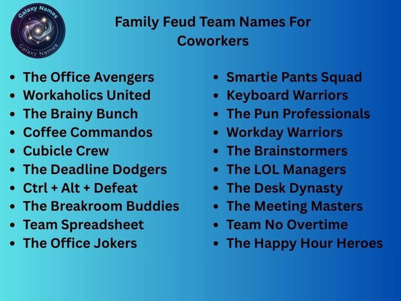 Family Feud Team Names For Coworkers