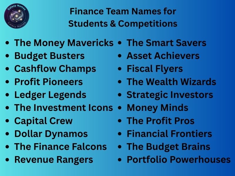 Finance Team Names for Students & Competitions