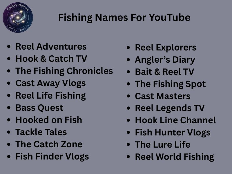 Fishing Names For YouTube