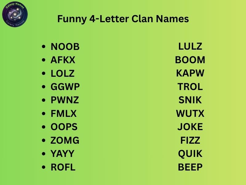 Funny 4-Letter Clan Names