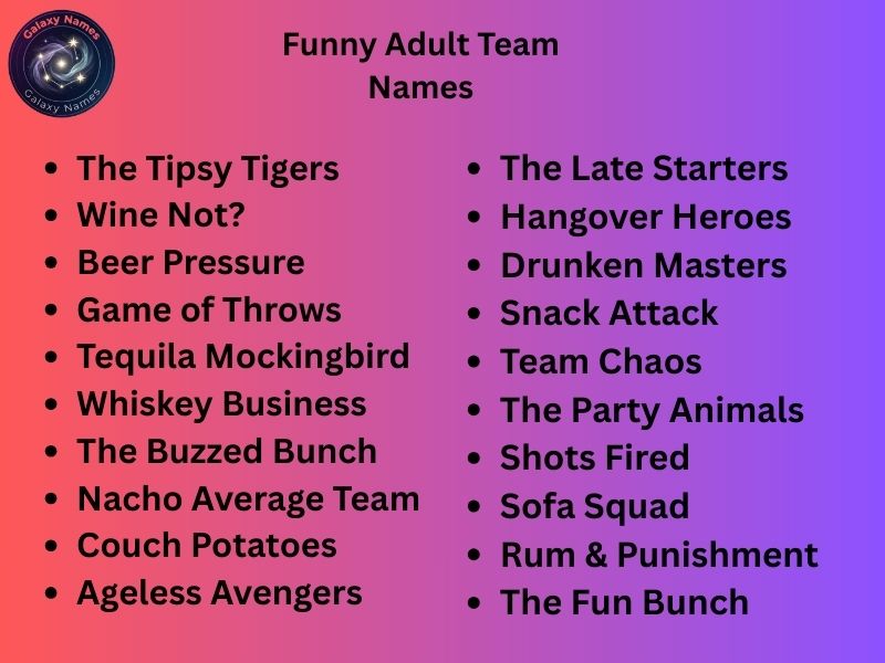 Funny Adult Team Names