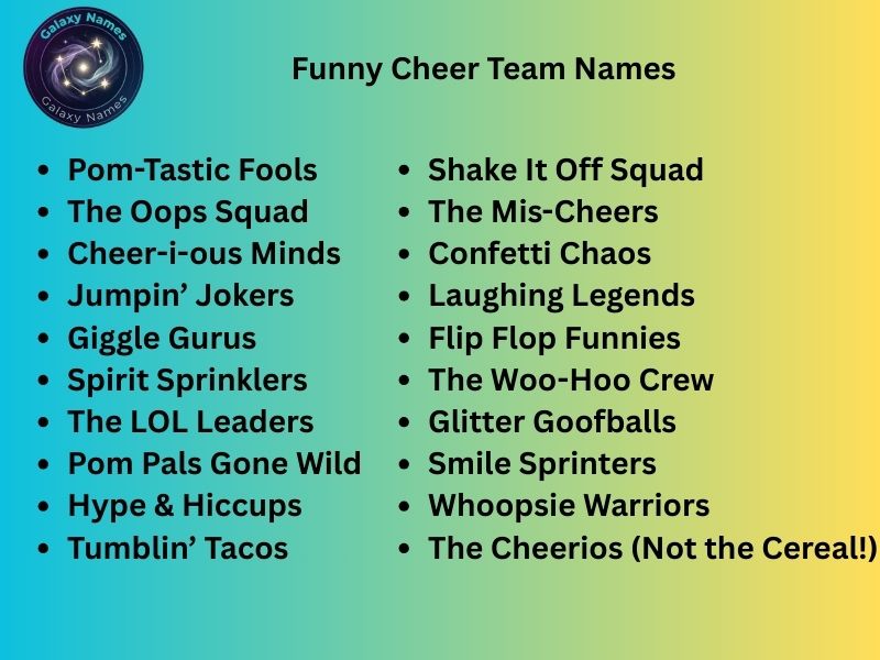 Funny Cheer Team Names