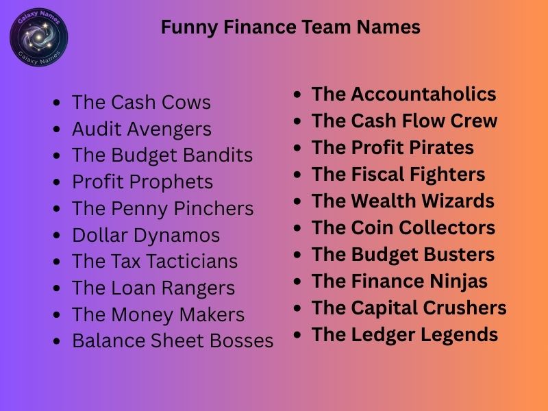 Funny Finance Team Names