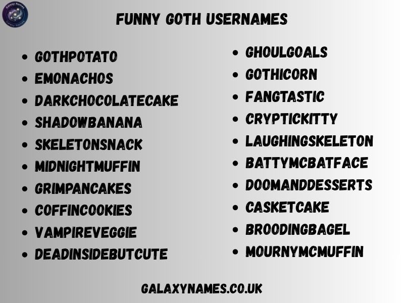 Funny Goth Usernames