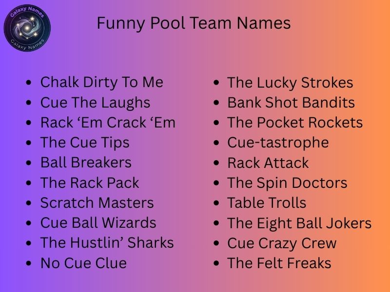 Funny Pool Team Names