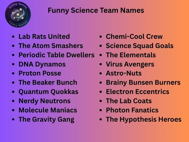 Funny Science Team Names
