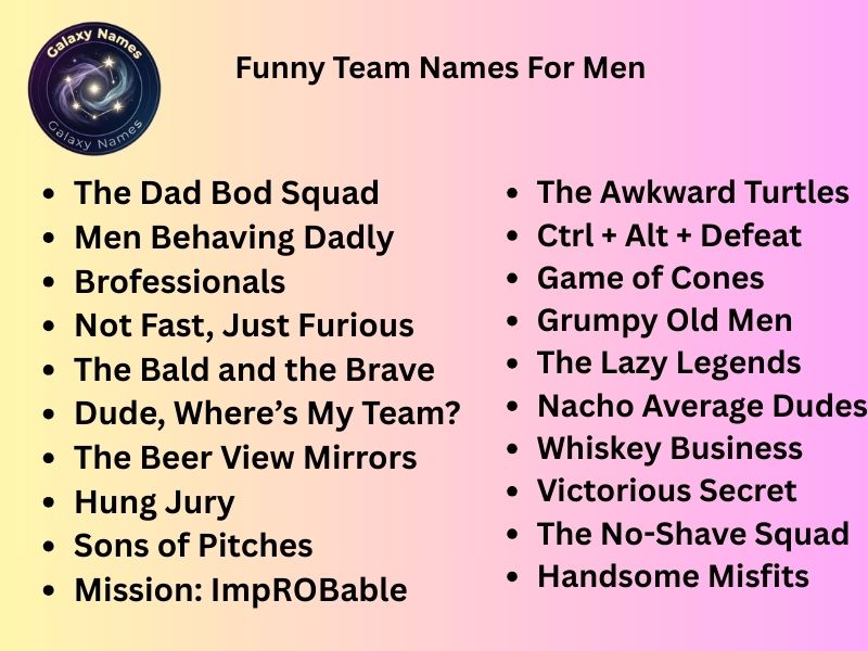 Funny Team Names For Men