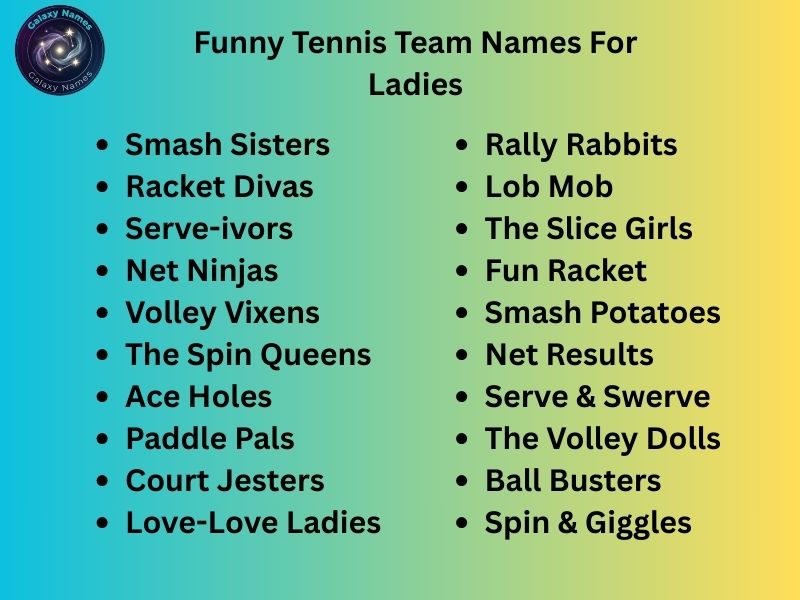 Funny Tennis Team Names For Ladies