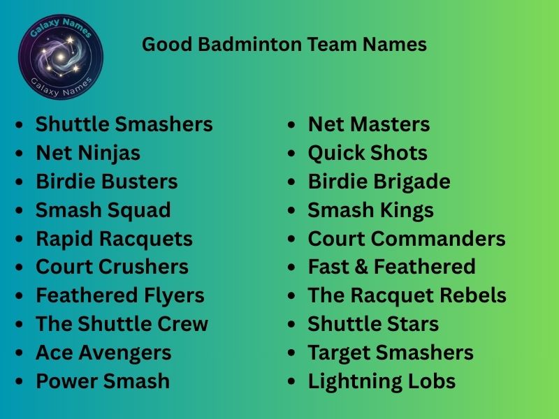 Good Badminton Team Names