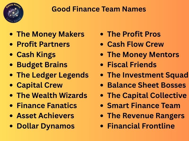 Good Finance Team Names
