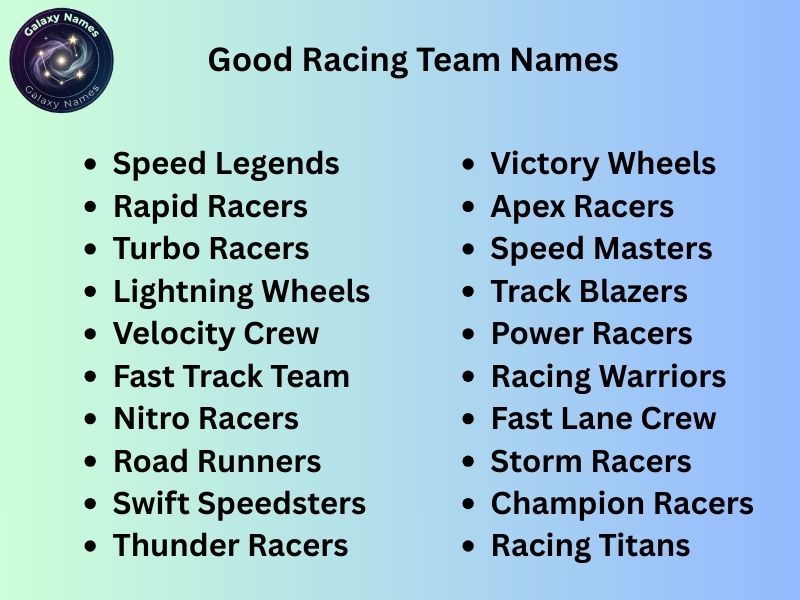 Good Racing Team Names