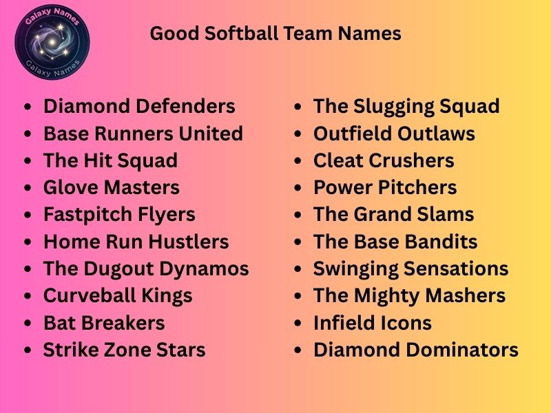 Good Softball Team Names