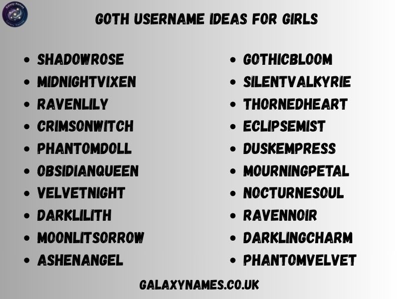 Goth Username Ideas for Girls