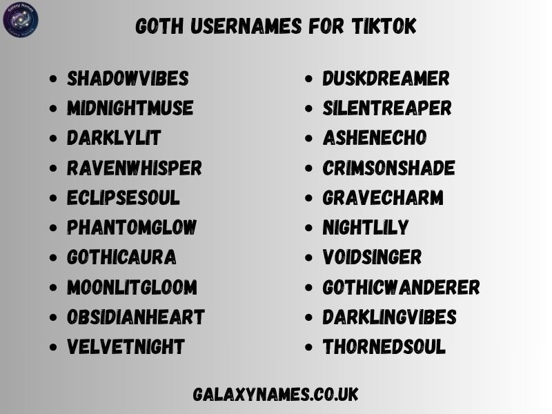 Goth Usernames for TikTok