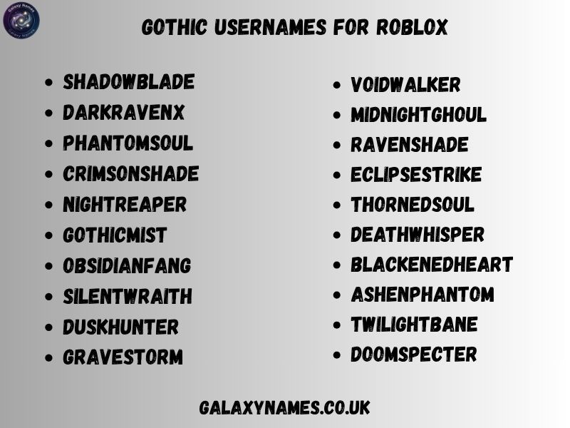 Gothic Usernames for Roblox