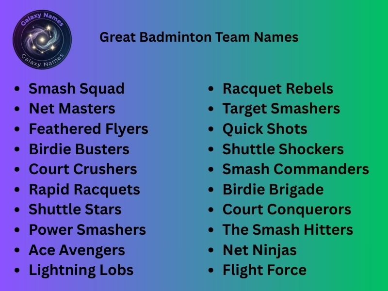 Great Badminton Team Names