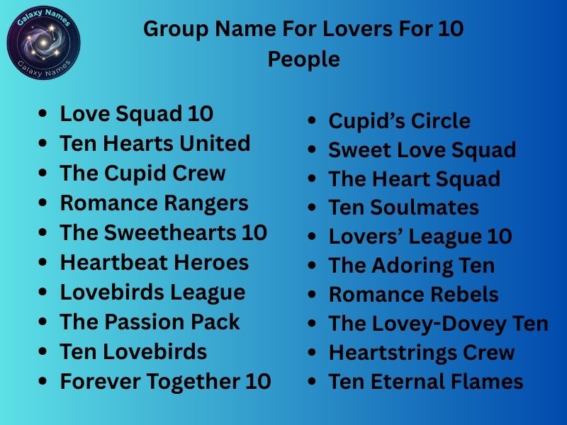 Group Name For Lovers For 10 People