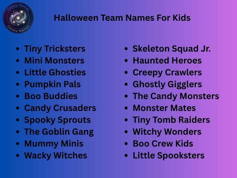 Halloween Team Names For Kids