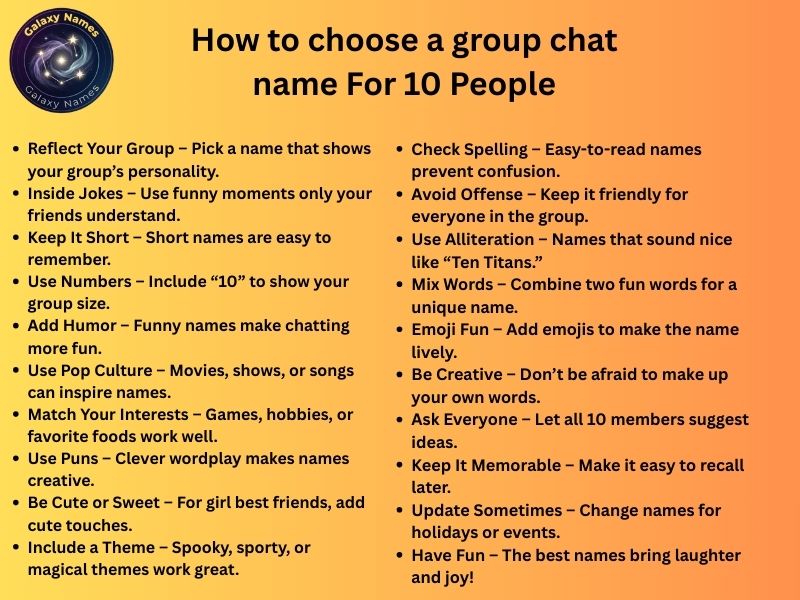 How to choose a group chat name For 10 People