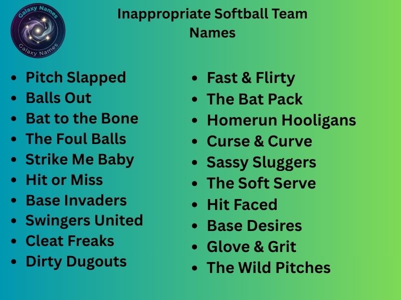 Inappropriate Softball Team Names