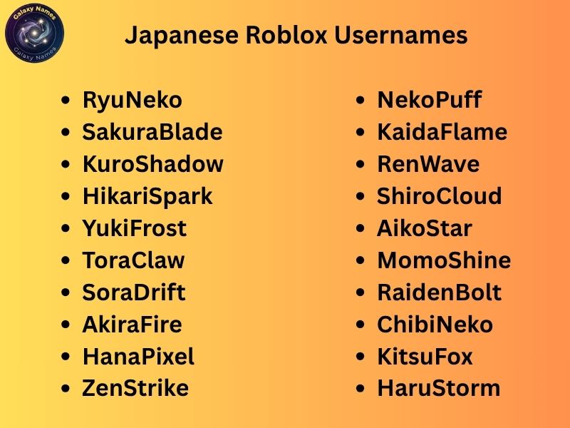 Japanese Roblox Usernames