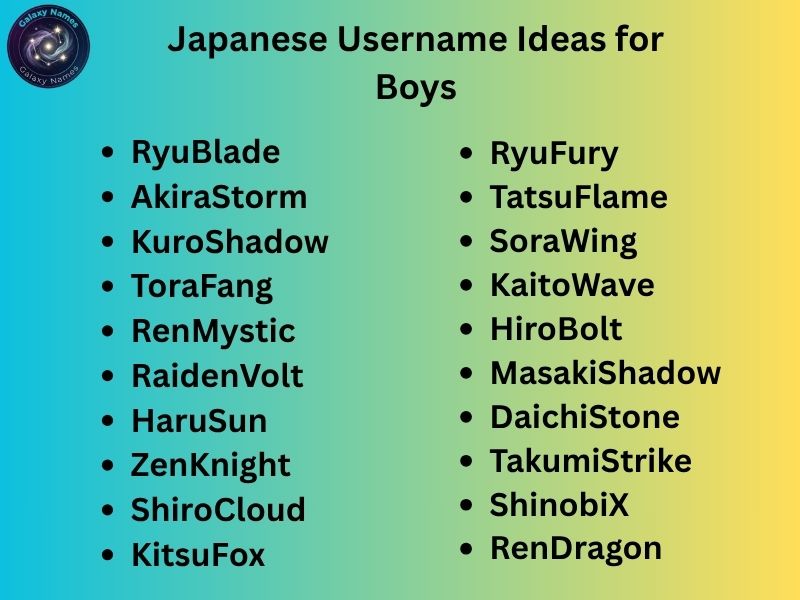 Japanese Username Ideas for Boys