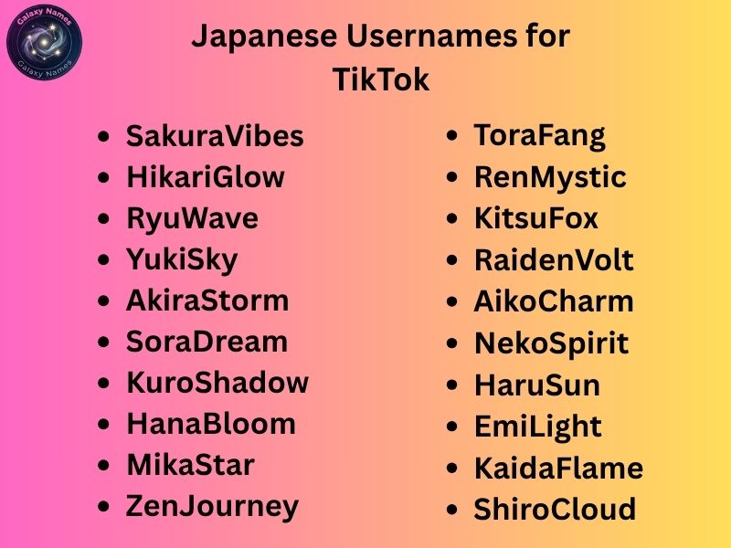 Japanese Usernames for TikTok