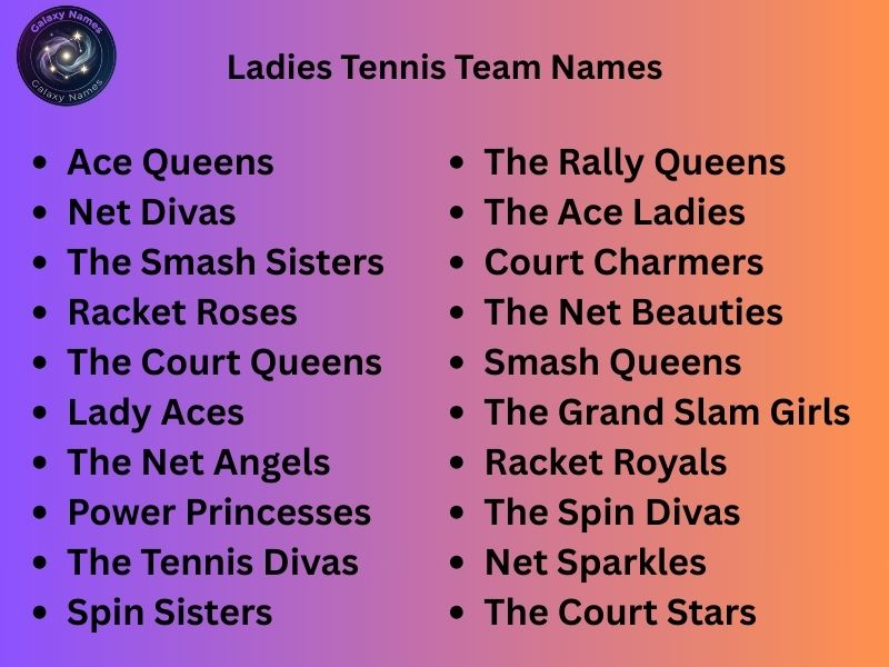 Ladies Tennis Team Names