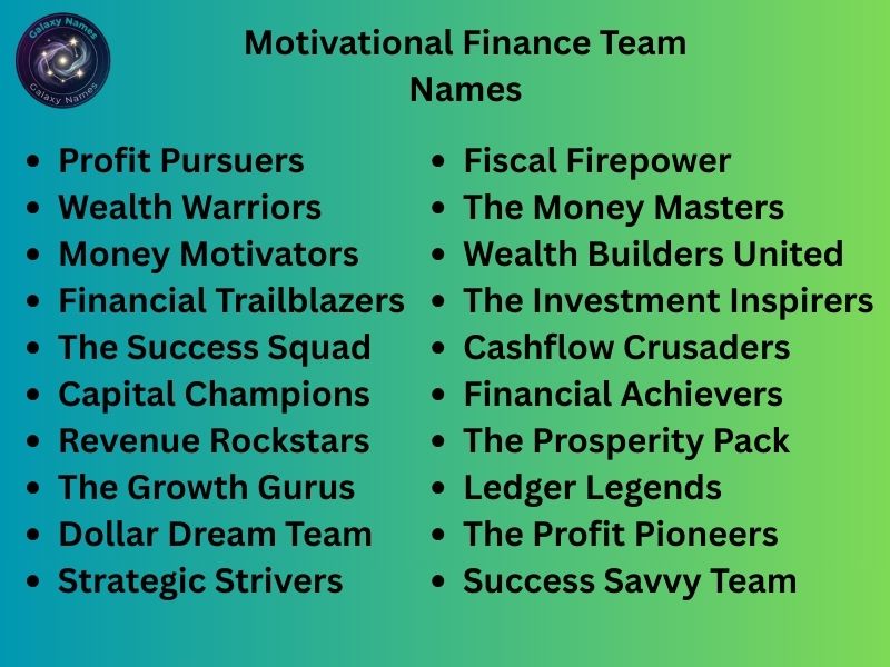 Motivational Finance Team Names
