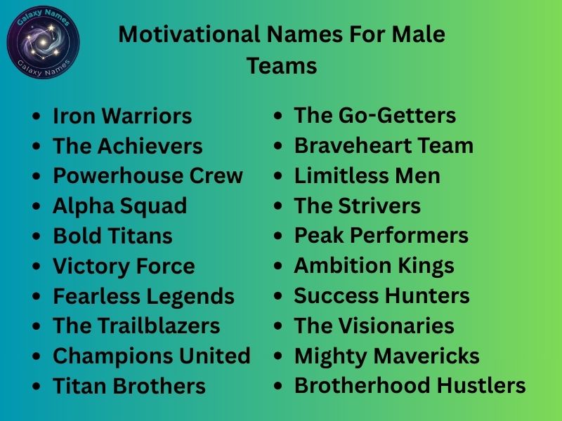 Motivational Names For Male Teams