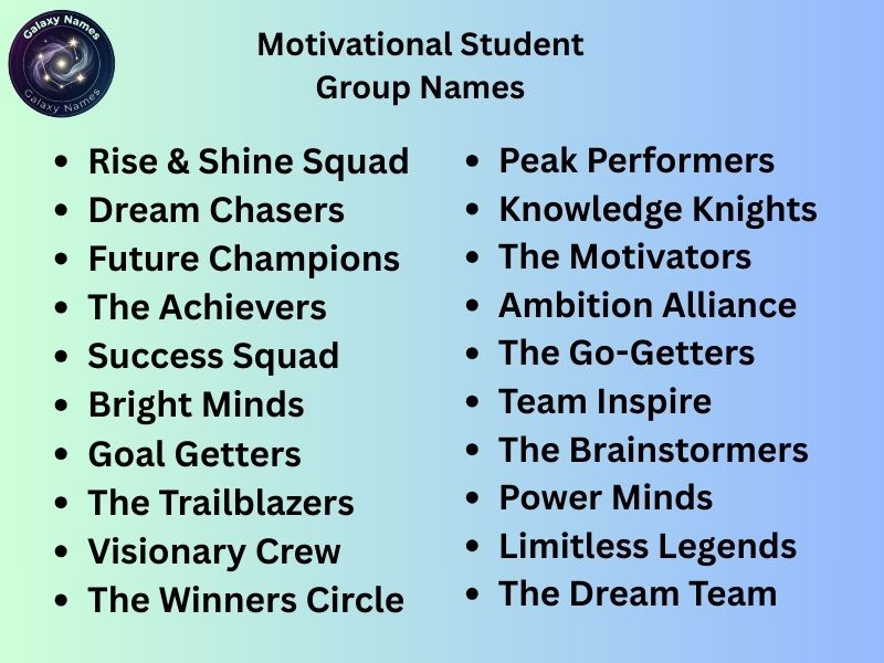 Motivational Student Group Names