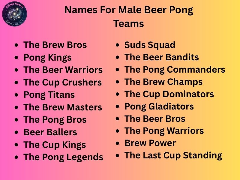 Names For Male Beer Pong Teams