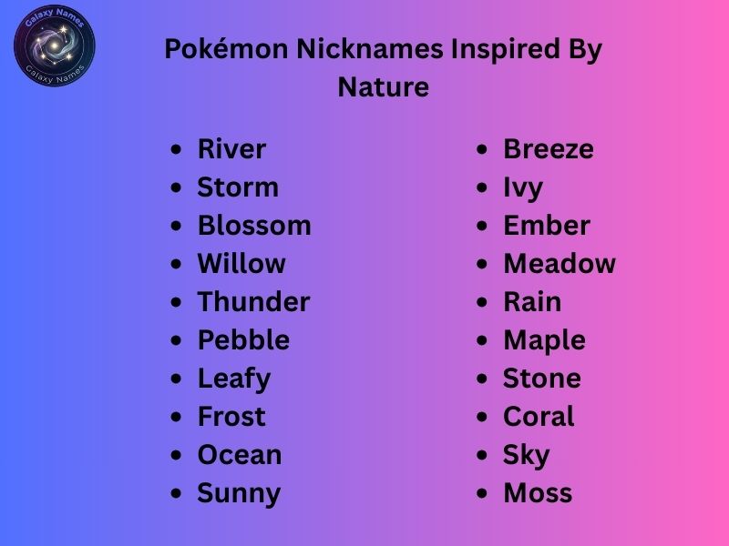 Pokémon Nicknames Inspired By Nature