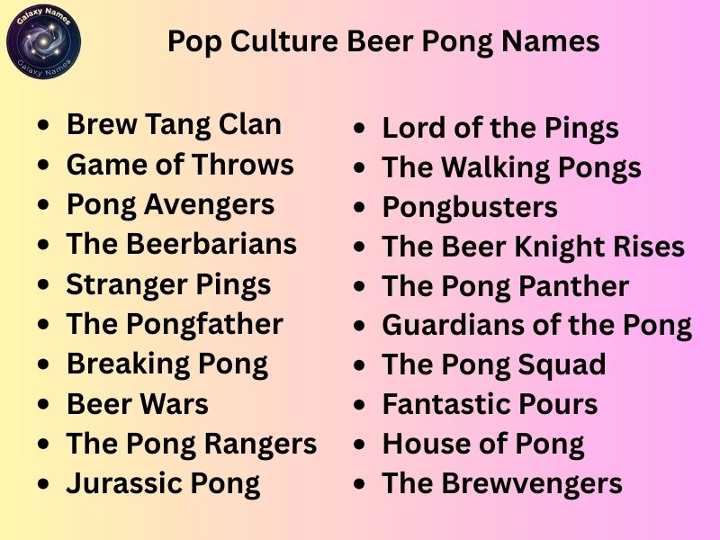 Pop Culture Beer Pong Names