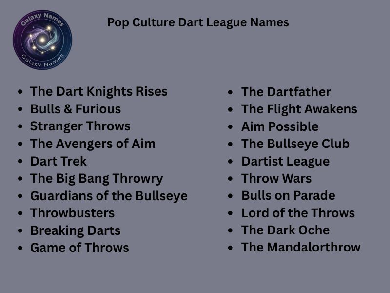 Pop Culture Dart League Names
