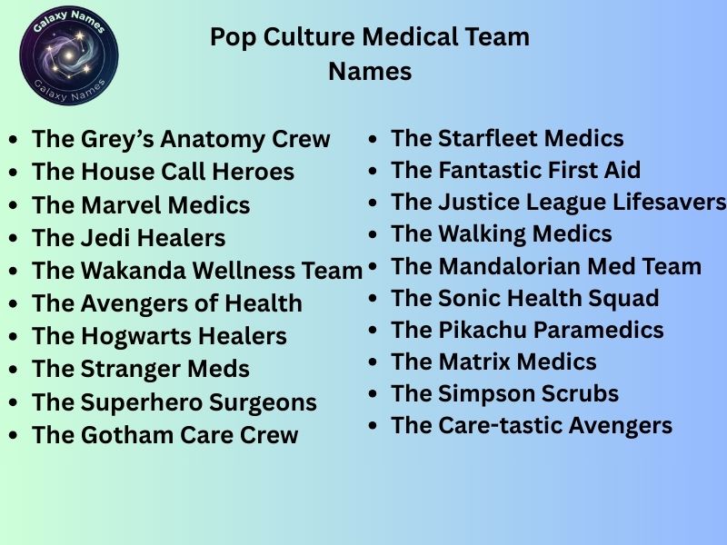 Pop Culture Medical Team Names