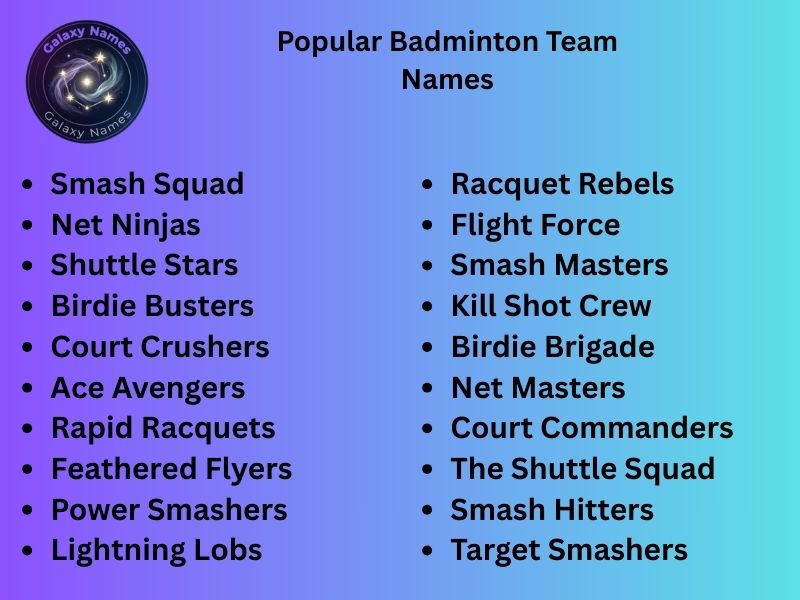 Popular Badminton Team Names