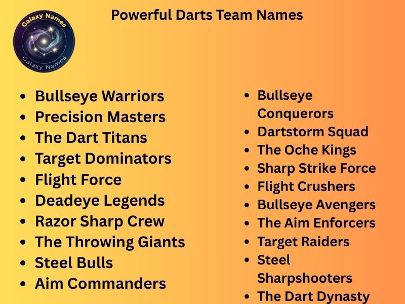 Powerful Darts Team Names