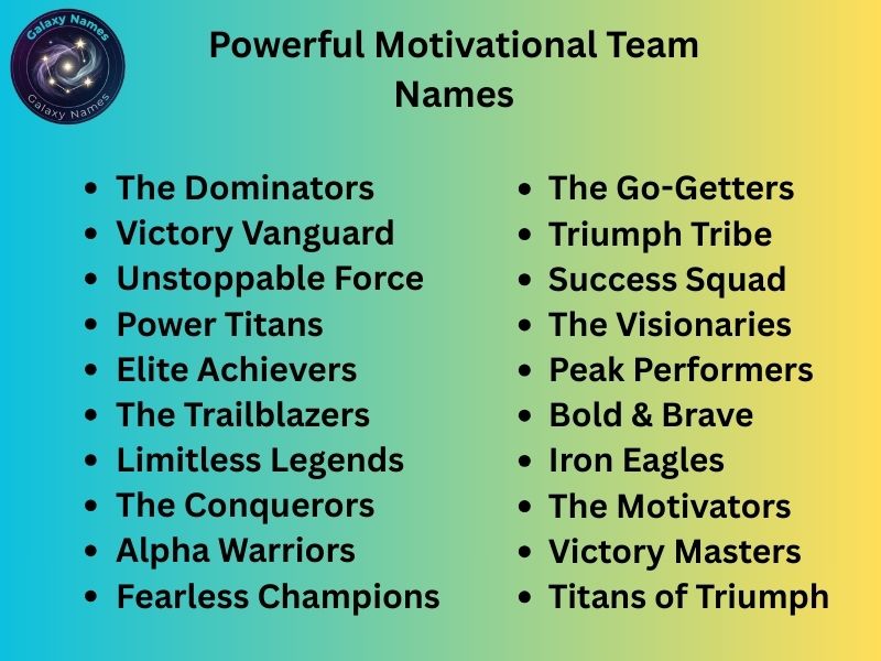 Powerful Motivational Team Names