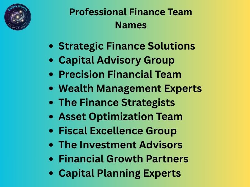 Professional Finance Team Names