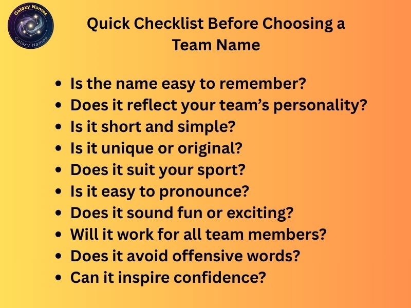 Quick Checklist Before Choosing a Team Name