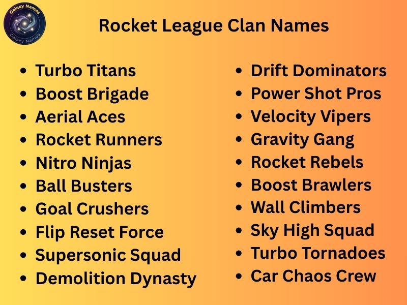 Rocket League Clan Names