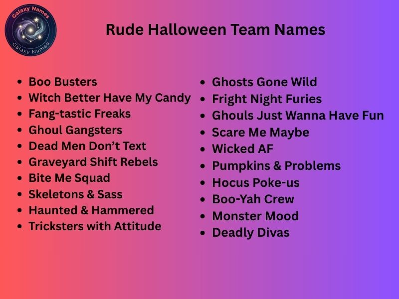 Rude Halloween Team Names