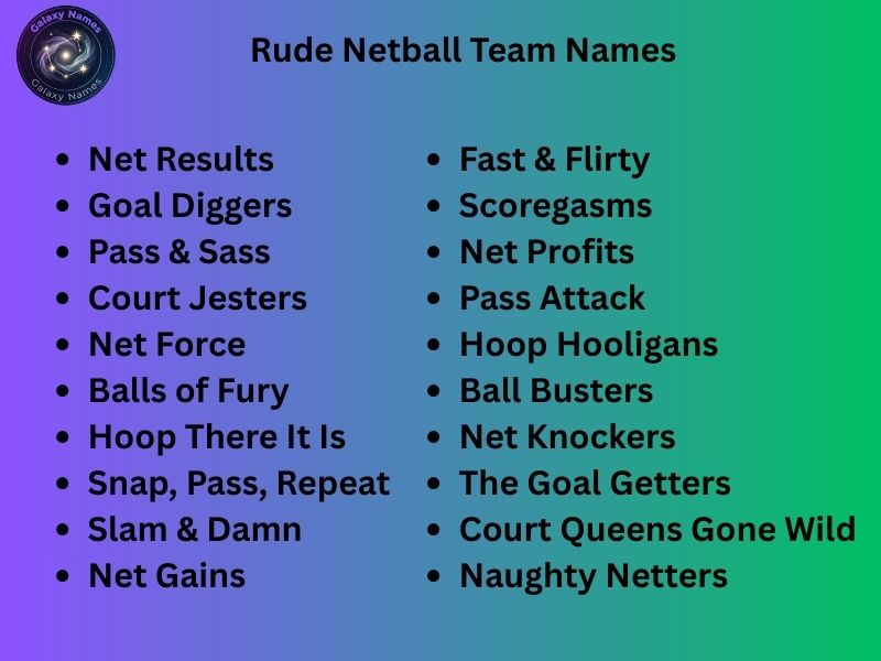 Rude Netball Team Names