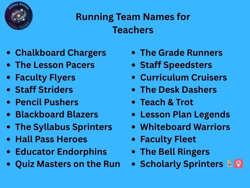 Running Team Names for Teachers